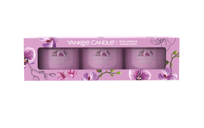 Pack de 3 Bougies Votives en verre Orchidée sauvage - Yankee Candle