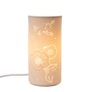 Lampe tube fleurs pm en porcelaine - Amadeus