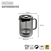 Charger l'image dans la galerie, Cafetière CRISTIANO GEFU en verre rainuré gris fumé