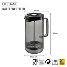 Charger l'image dans la galerie, Cafetière CRISTIANO 1 L GEFU en verre rainuré gris fumé