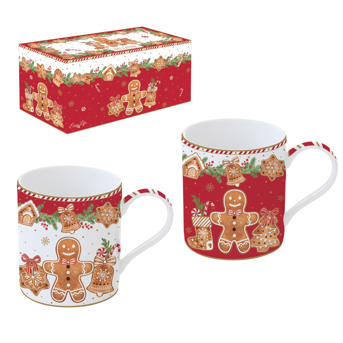 Coffret 2 mugs en porcelaine fine Fancy gingerbread - Easy Life