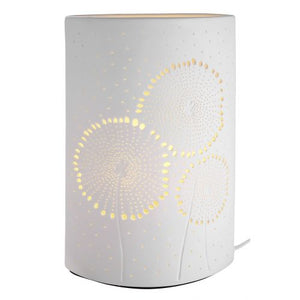 Lampe de table "motif pissenlit" blanc en porcelaine - Gilde