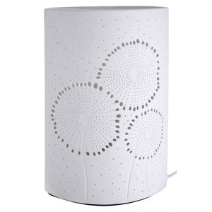 Lampe de table "motif pissenlit" blanc en porcelaine - Gilde