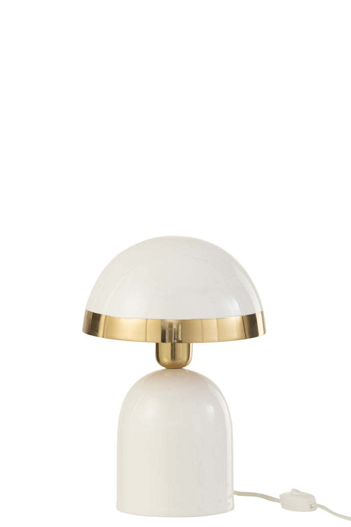 Lampe bord doré métal brillant blanc - Jolipa