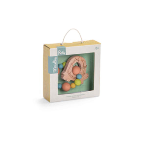 Hochet anneau de dentition bois et silicone tortue Les Trois petits lapins - Moulin Roty