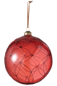 Boule de Noël cercle pailleté verre rouge - Jolipa