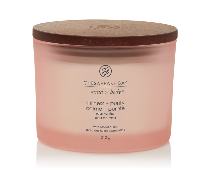 Bougie 3 mèches Calme + pureté (Eau de rose) - Chesapeake Bay