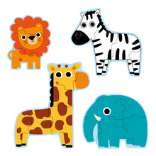 Charger l'image dans la galerie, Primo Puzzle Dans la jungle Djeco - lion, zèbre, éléphant et girafe