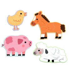 Charger l'image dans la galerie, Primo Puzzle À la ferme Djeco - poussin, cochon, mouton et cheval