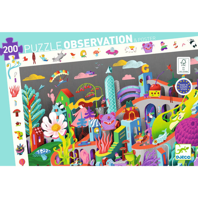 Puzzle d'observation Crazy Town 200 pièces - Djeco