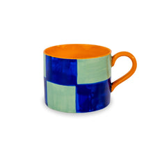 Charger l'image dans la galerie, Mug petit-déjeuner en grès 400 ml - Bleu et orange - vue 1