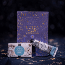 Charger l'image dans la galerie, Coffret Duo Coton Musc Noël 2025 avec savon solide et crème mains Durance