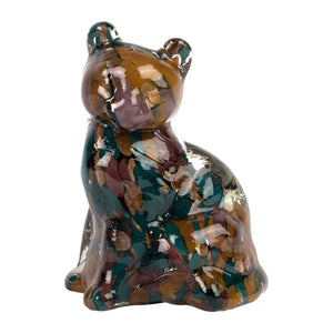 Déco chat félin multicolore  et doré H 9,5 cm - Côté Table