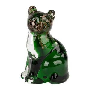 Déco chat félin vert et doré H 9,5 cm - Côté Table