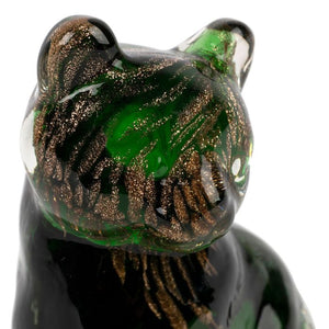 Déco chat félin vert et doré H 9,5 cm - Côté Table