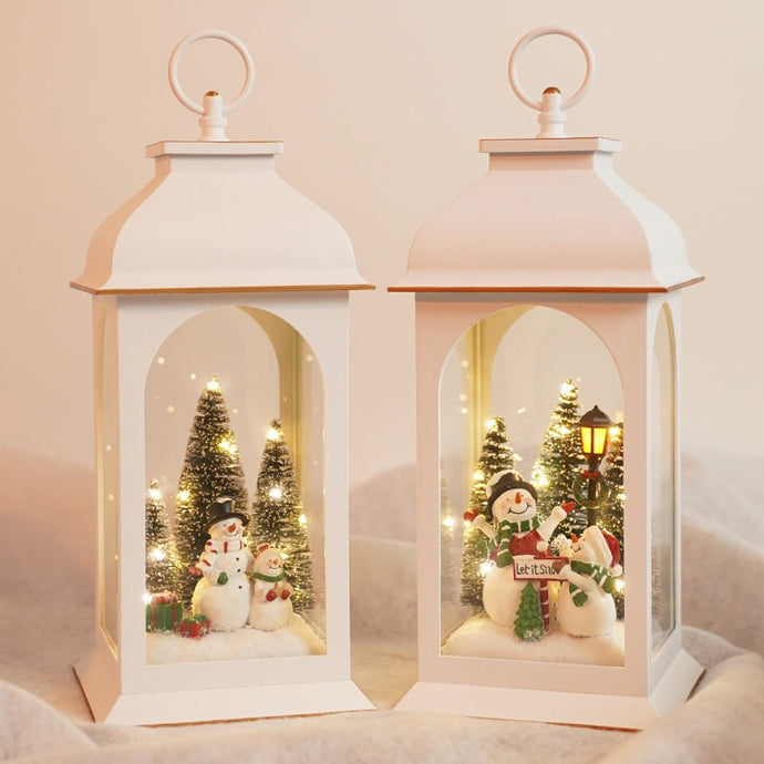 Santa blanc lanternes Noël led - Home Edelweiss