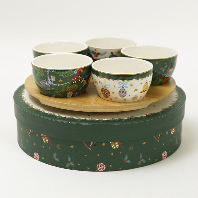 Joyeux Noël plateau rotatif apéritif 5 ramequins - Home Edelweiss