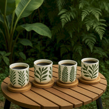 Charger l&#39;image dans la galerie, Matcha coffret de 4 tasses avec soucoupes. bois - Home Edelweiss