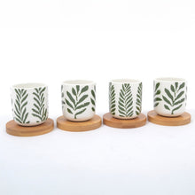 Charger l&#39;image dans la galerie, Matcha coffret de 4 tasses avec soucoupes. bois - Home Edelweiss