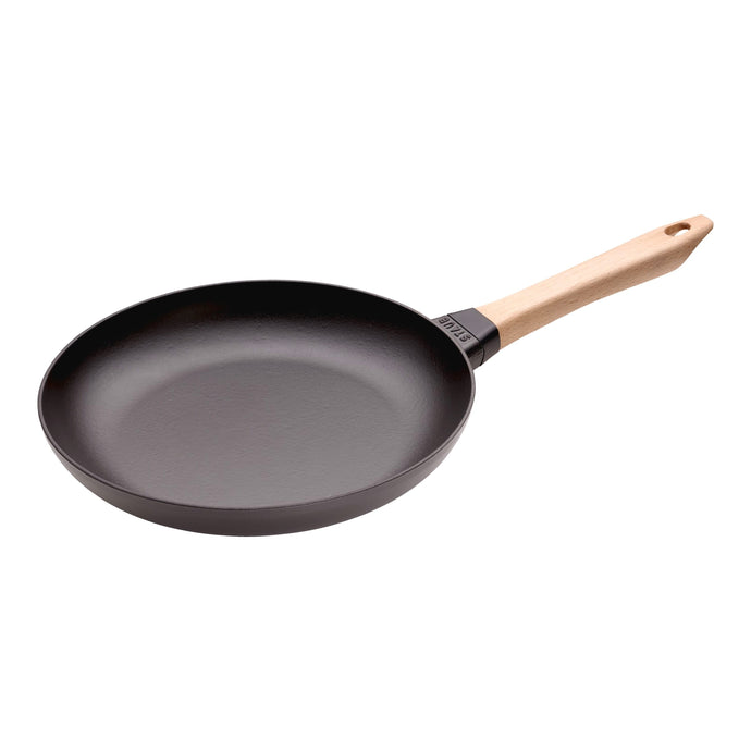 Poêle avec poignée en bois 28 cm, Fonte noir mat - Staub