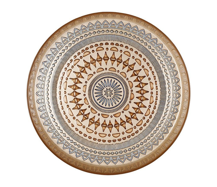 Plateau Nerea bleu et doré D35 cm en verre - Côté Table