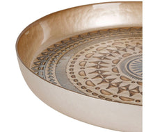 Charger l&#39;image dans la galerie, Plateau Nerea bleu et doré D35 cm en verre - Côté Table