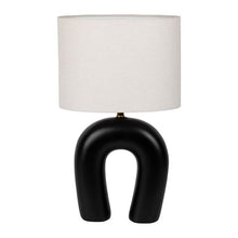 Charger l&#39;image dans la galerie, Lampe lignes noir et écru  27*15*h 45 cm céramique et coton - Sema Design