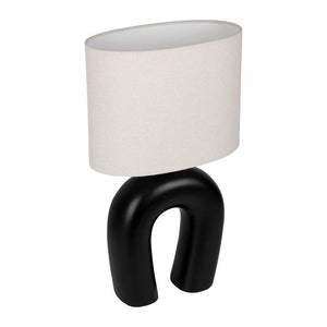 Lampe lignes noir et écru  27*15*h 45 cm céramique et coton - Sema Design