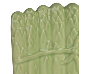 Plat asperge vert faïence  20 * 14,5 *H4 cm - Côté Table