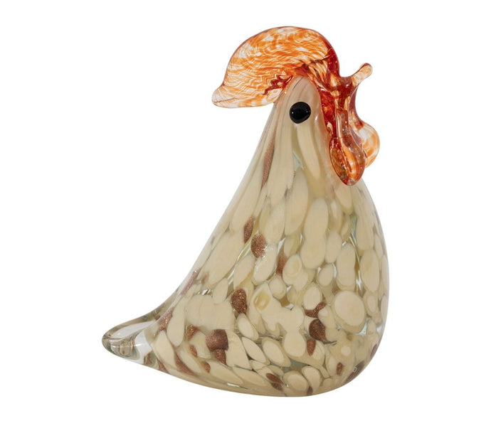 Presse papier coq oiseau beige et rouge - Côté Table