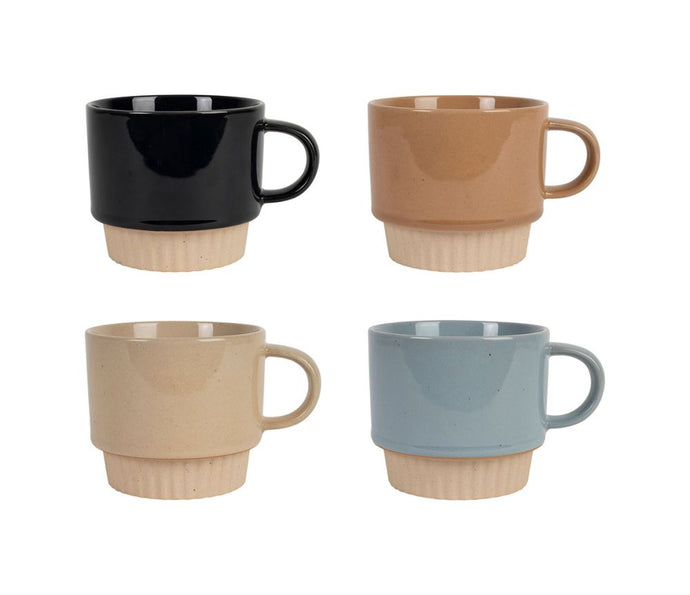 Tasse à thé * 4 Ekume bleu+sable+terra+noir 37 cl - Sema Design