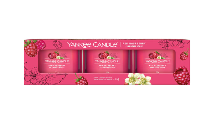 Pack de 3 Bougies Votives en verre Framboise rouge - Yankee Candle