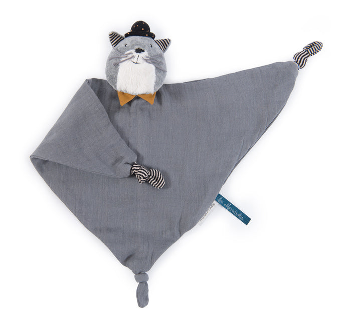 Doudou Lange chat gris clair Fernand Les Moustaches - Moulin Roty