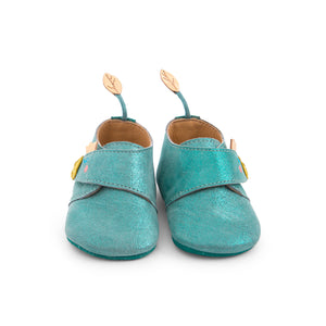 Les Chaussons cuir oie bleue le voyage d'Olga 3 pointures - Moulin Roty