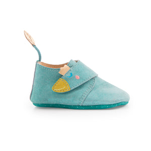 Les Chaussons cuir oie bleue le voyage d'Olga 3 pointures - Moulin Roty
