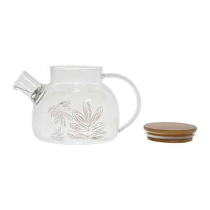 Coffret Théière 1 l et 2 tasses à thé 35 cl  floral gold en verre borosilicate - Sema Design