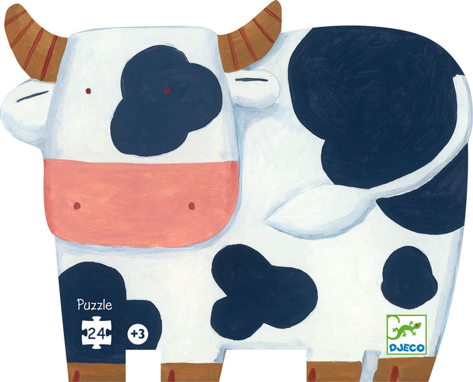 Puzzle 24 pièces Les vaches à la ferme - Djeco