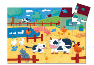 Puzzle 24 pièces Les vaches à la ferme - Djeco