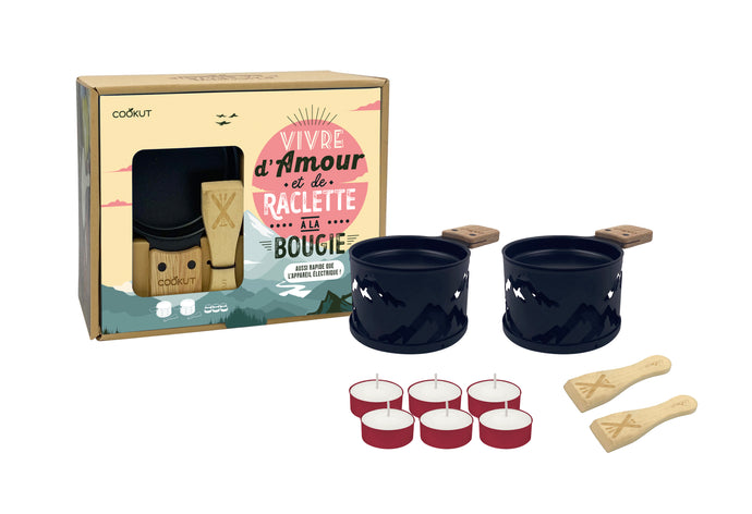 Coffret Série limitée 2022 Raclette à la bougie pour 2 personnes Noir Montagne - Cookut